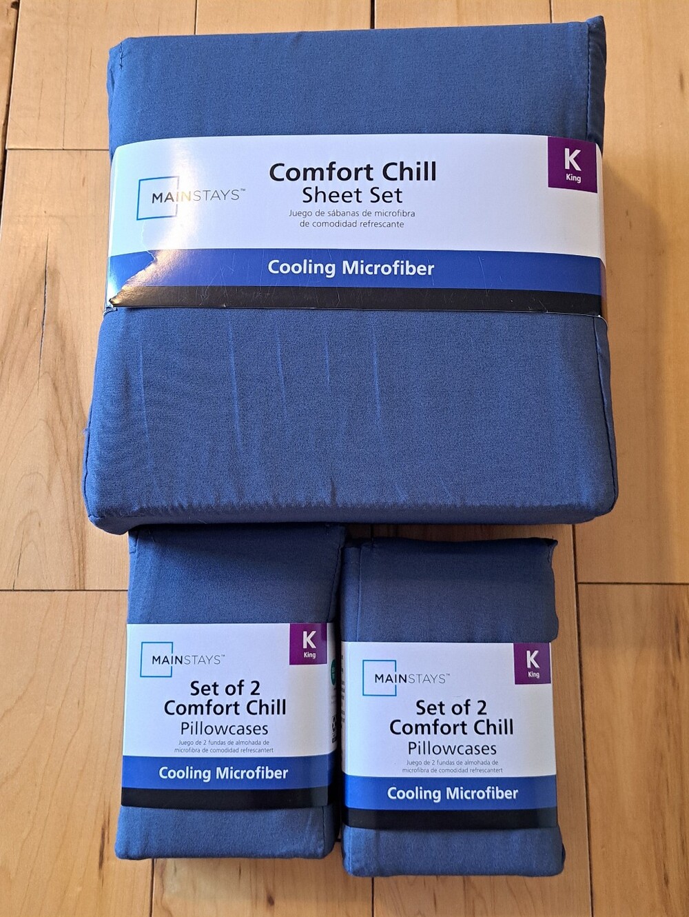 MAINSTAYS Comfort Chill Sheet Set KING w/ 2 Sets Extra Pillow Cases Microfiber